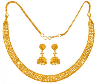 22kt Gold Necklace Earring Set ( 22 Kt Gold Sets )