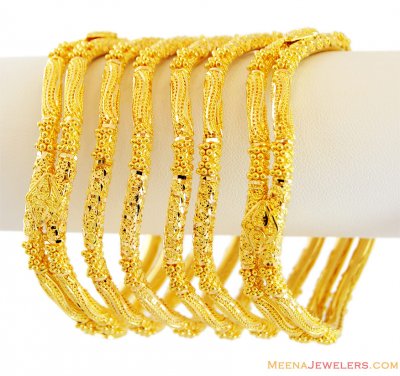 22K Filigree Bangles Set(6 Pc) ( Set of Bangles )