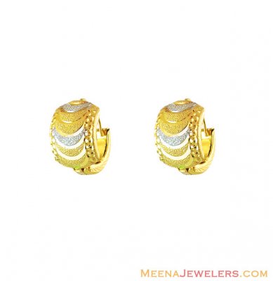 22K Three Tone Clip On Earrings  ( Clip On Earrings )