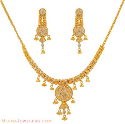 Gold Two Tone Necklace Set ( 22 Kt Gold Sets )