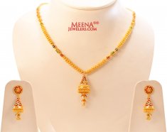 22Kt Gold Meenakari Necklace Set ( 22 Kt Gold Sets )