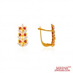 22Kt Gold CZ Colored stone Earrings