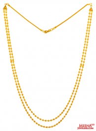 22Kt Gold Beads Layered Chain