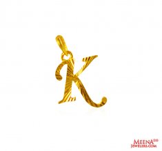 22Kt Gold Initial Pendant (K) ( Initial Pendants )