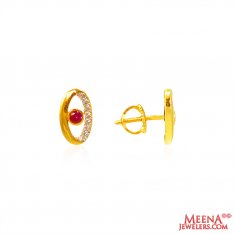 22Kt Gold CZ Colored stone Earrings
