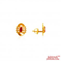 22Kt Gold Colored Stone Earrings