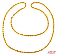 22k Fancy Hollow Rope Chain (24 In)