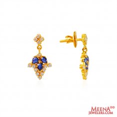 22Kt Gold CZ Colored Stone Earrings