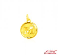 22Kt Gold Initial Pendant (M) ( Initial Pendants )