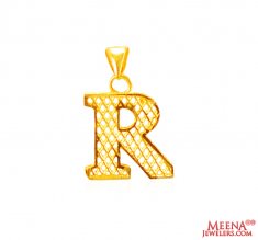 22Kt Gold Initial Pendant (R) ( Initial Pendants )