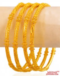 22Kt Gold Fancy Bangles (4 pc)