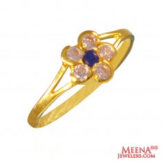 22Kt Gold CZ and Colored Stone Ring ( Ladies Signity Rings )