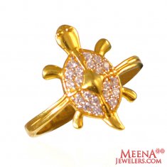 22Kt Gold CZ Turtle Ring ( Ladies Signity Rings )