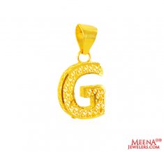 22Kt Gold Initial Pendant (G) ( Initial Pendants )