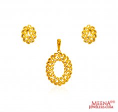 22Kt Gold Fancy TwoTone Pendant Set