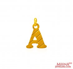 22Kt Gold Inital Pendant (A) ( Initial Pendants )