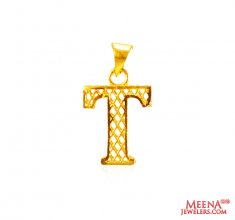 22Kt Gold Initial Pendant (T)