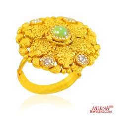22Kt Gold Antique Fancy Ring ( Ladies Rings with Precious Stones )