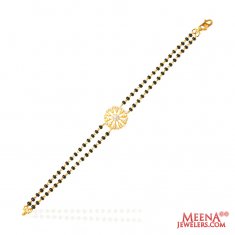 22Kt Gold Blk Beads CZ Bracelet